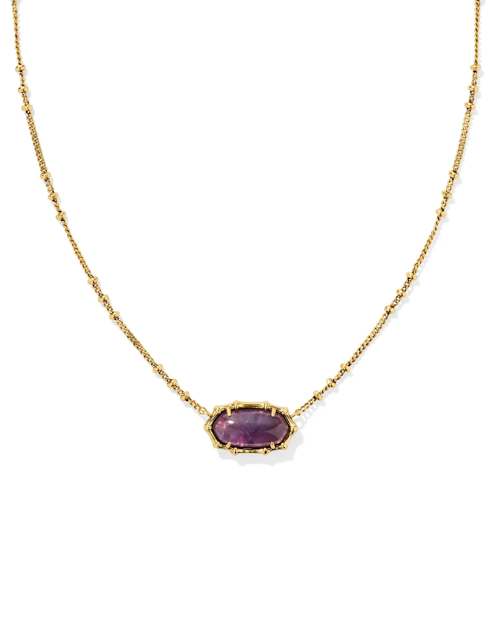 Kendra Scott Elisa Vintage Gold Bamboo Frame Short Pendant Necklace in Dark Purple