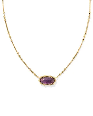 Kendra Scott Elisa Vintage Gold Bamboo Frame Short Pendant Necklace in Dark Purple