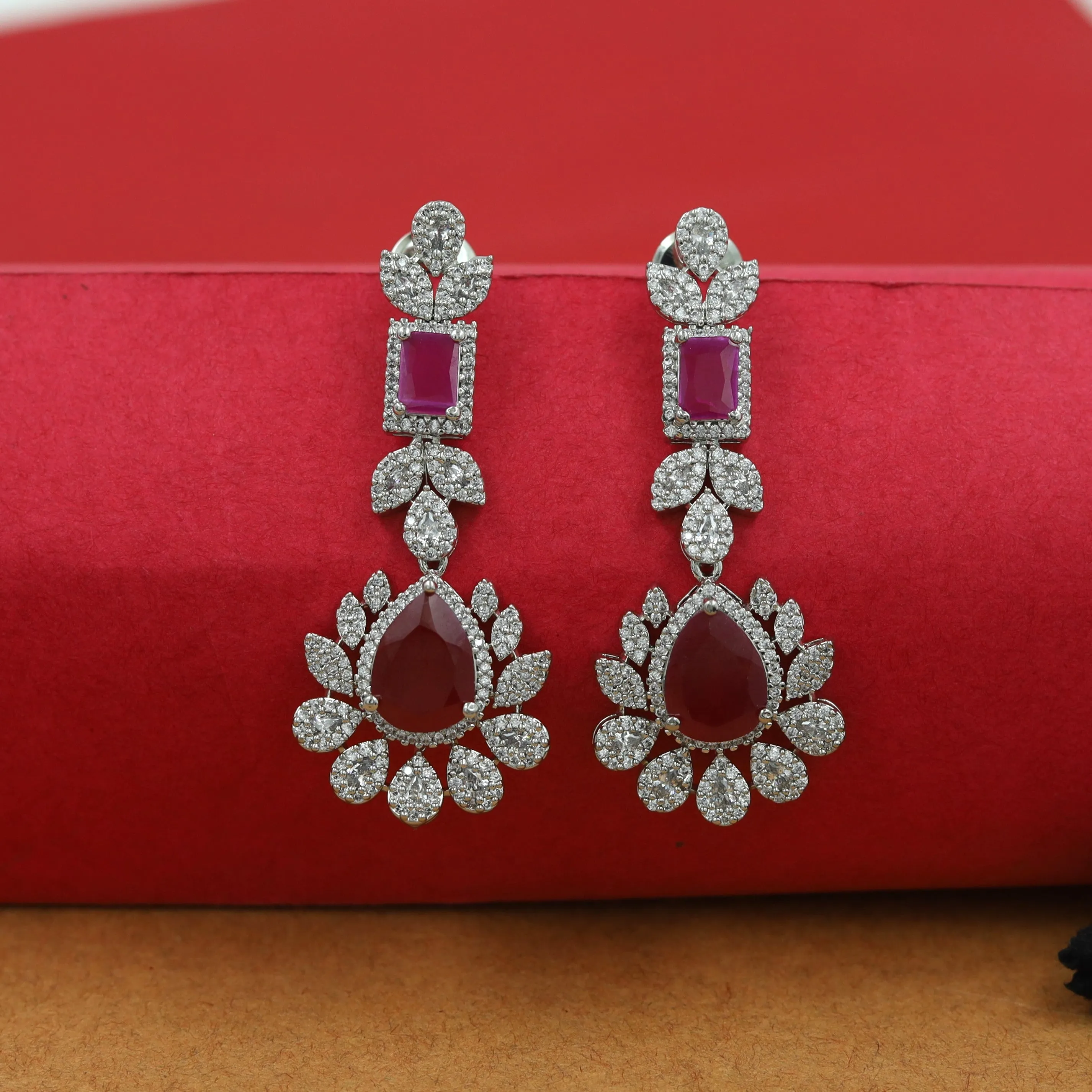 Layered Round Neck Zircon/AD Necklace Set 16219-69