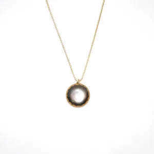 Maki-e Urushi Lacquer Pendant Necklace - Black Lip Oyster Pearl Shell / Frame Design / Black -, Traditional Japanese Urushi Lacquer Jewelry