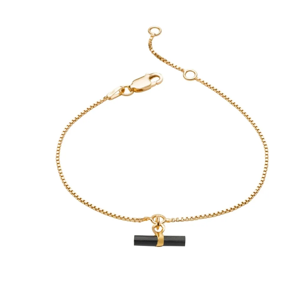 Mini Onyx T-Bar Bracelet - Gold - TBB2ONGP