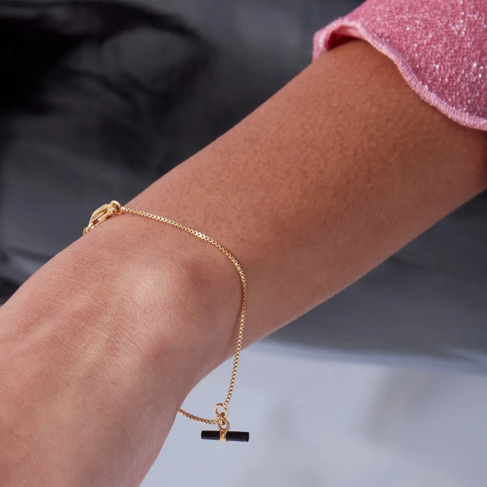 Mini Onyx T-Bar Bracelet - Gold - TBB2ONGP