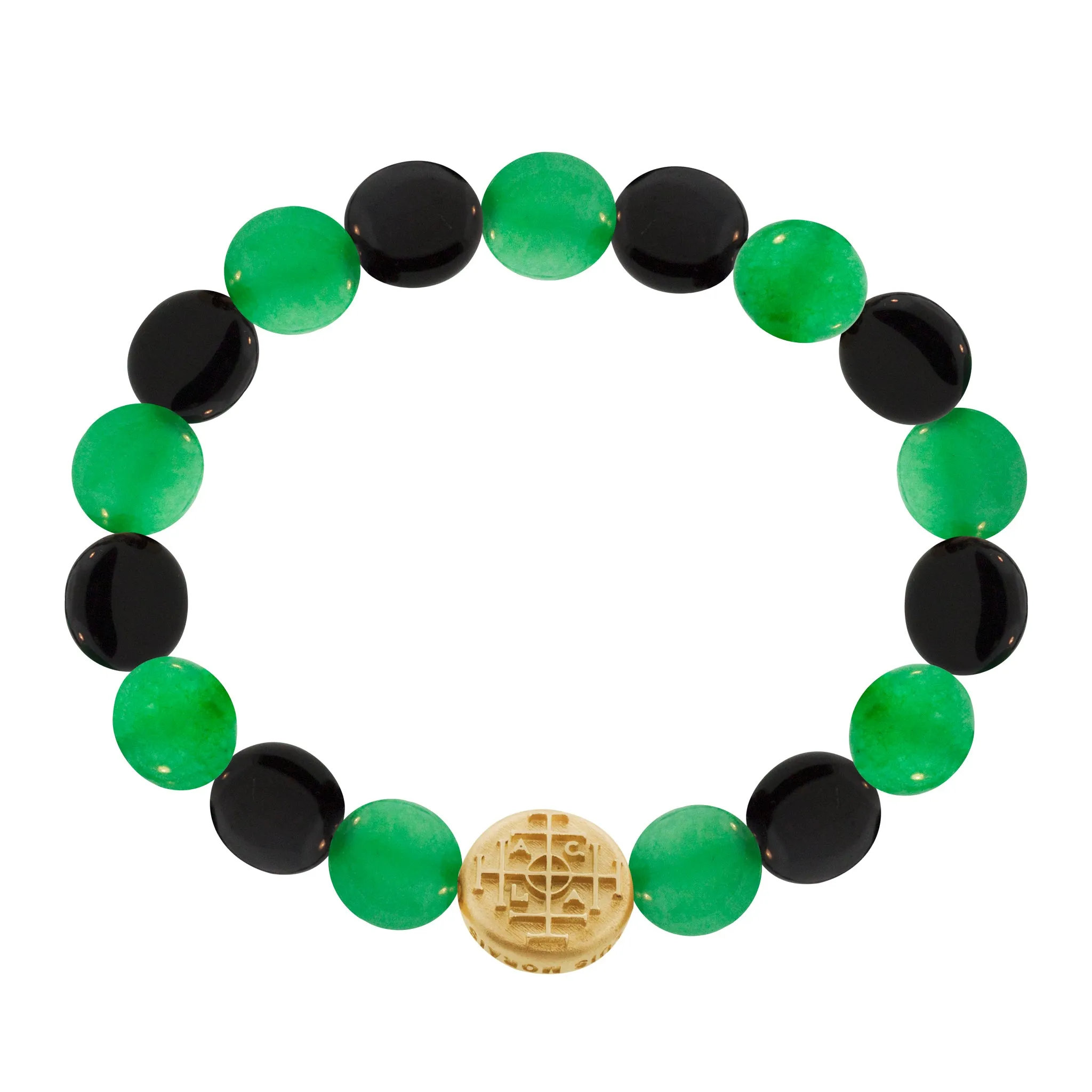 Money Seal Large Disk on a Large Gemstone Disk Bracelet
