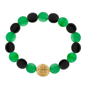 Money Seal Large Disk on a Large Gemstone Disk Bracelet