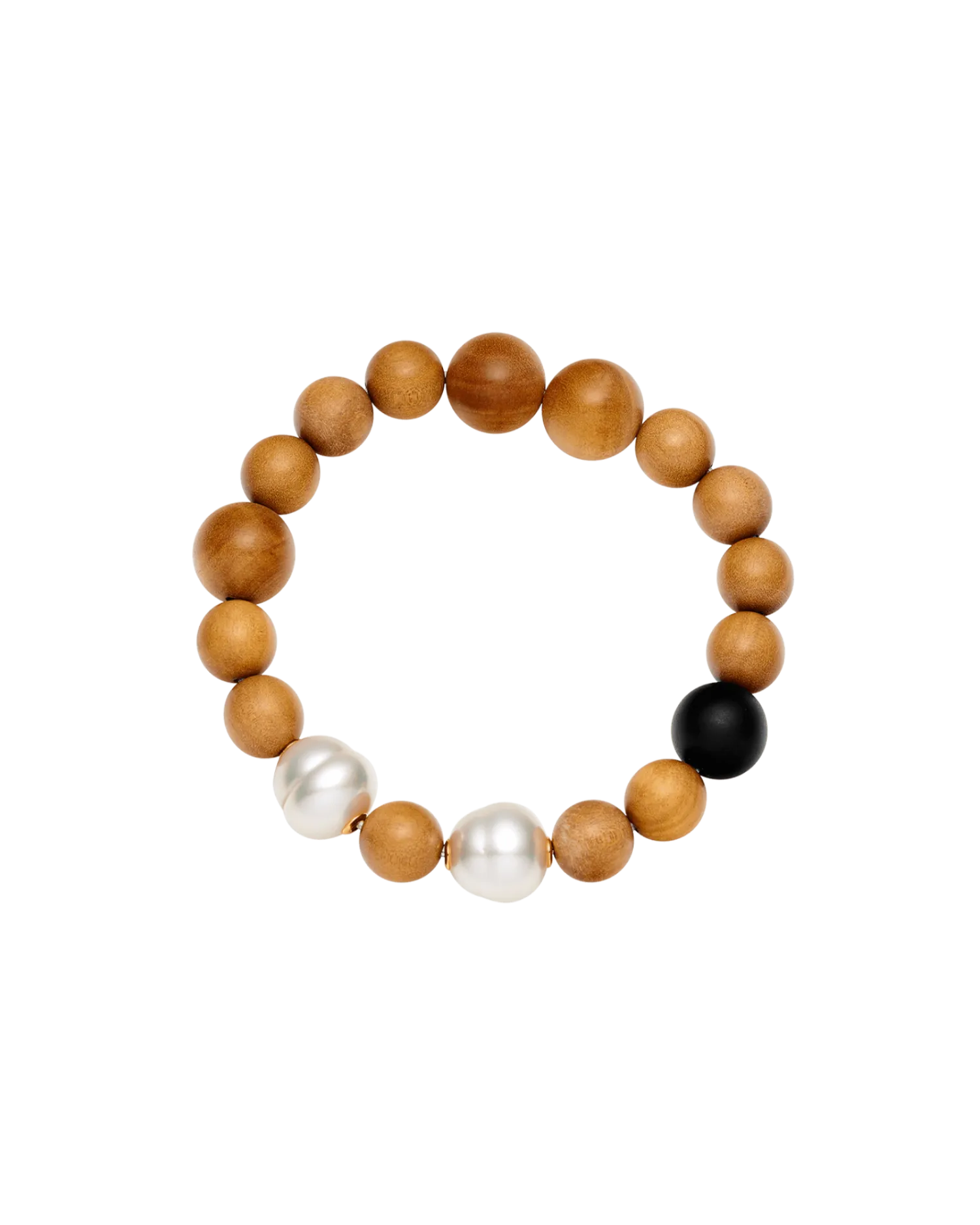 Onyx Kimberley Dawn Double Pearl Bracelet | 12mm Circle Pearls, Onyx, and Sandalwood