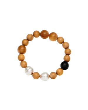 Onyx Kimberley Dawn Double Pearl Bracelet | 12mm Circle Pearls, Onyx, and Sandalwood