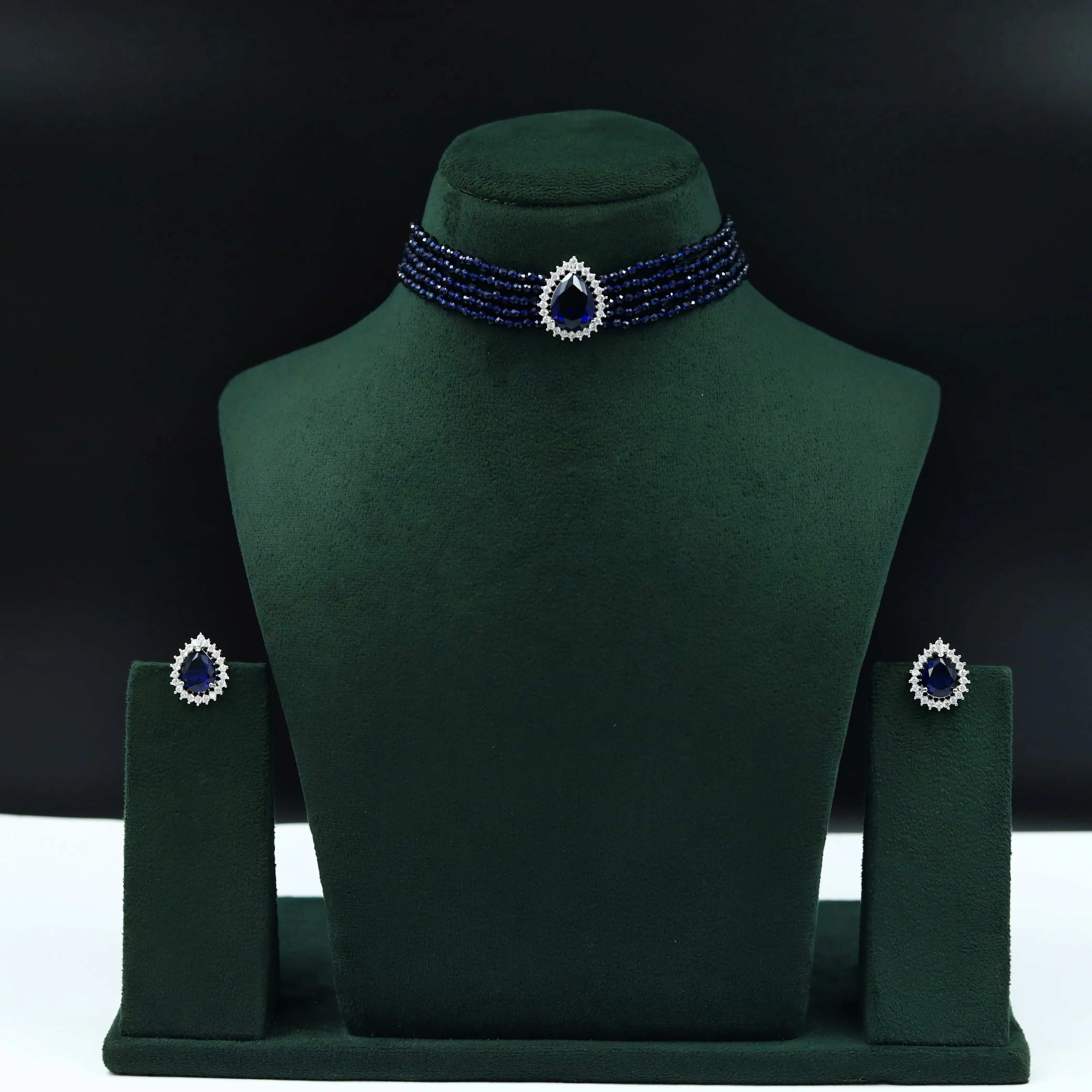 Pearl Choker Zircon/AD Necklace Set 13114-33