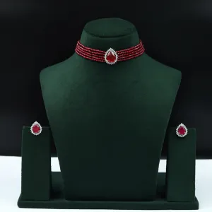 Pearl Choker Zircon/AD Necklace Set 13114-33