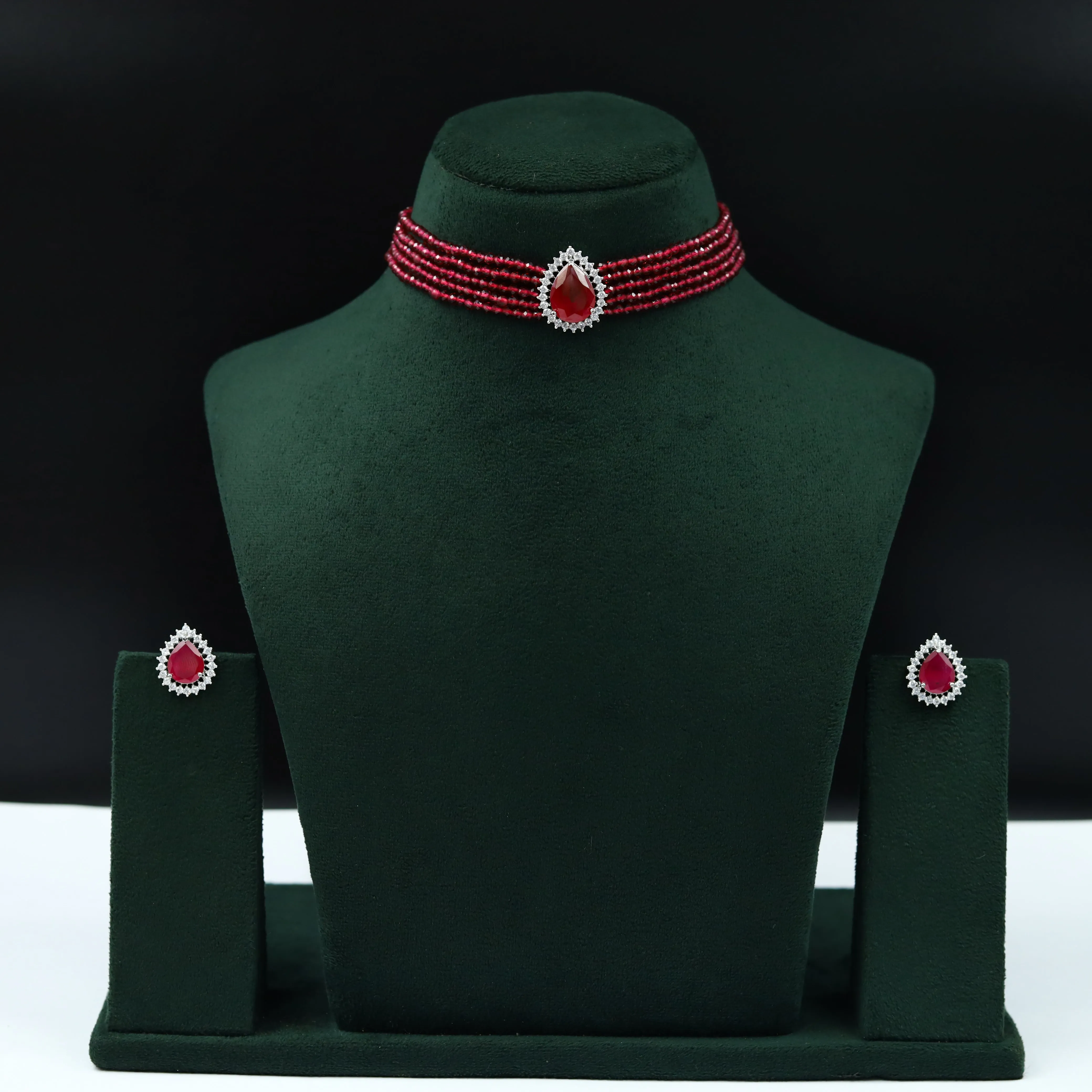Pearl Choker Zircon/AD Necklace Set 13114-33