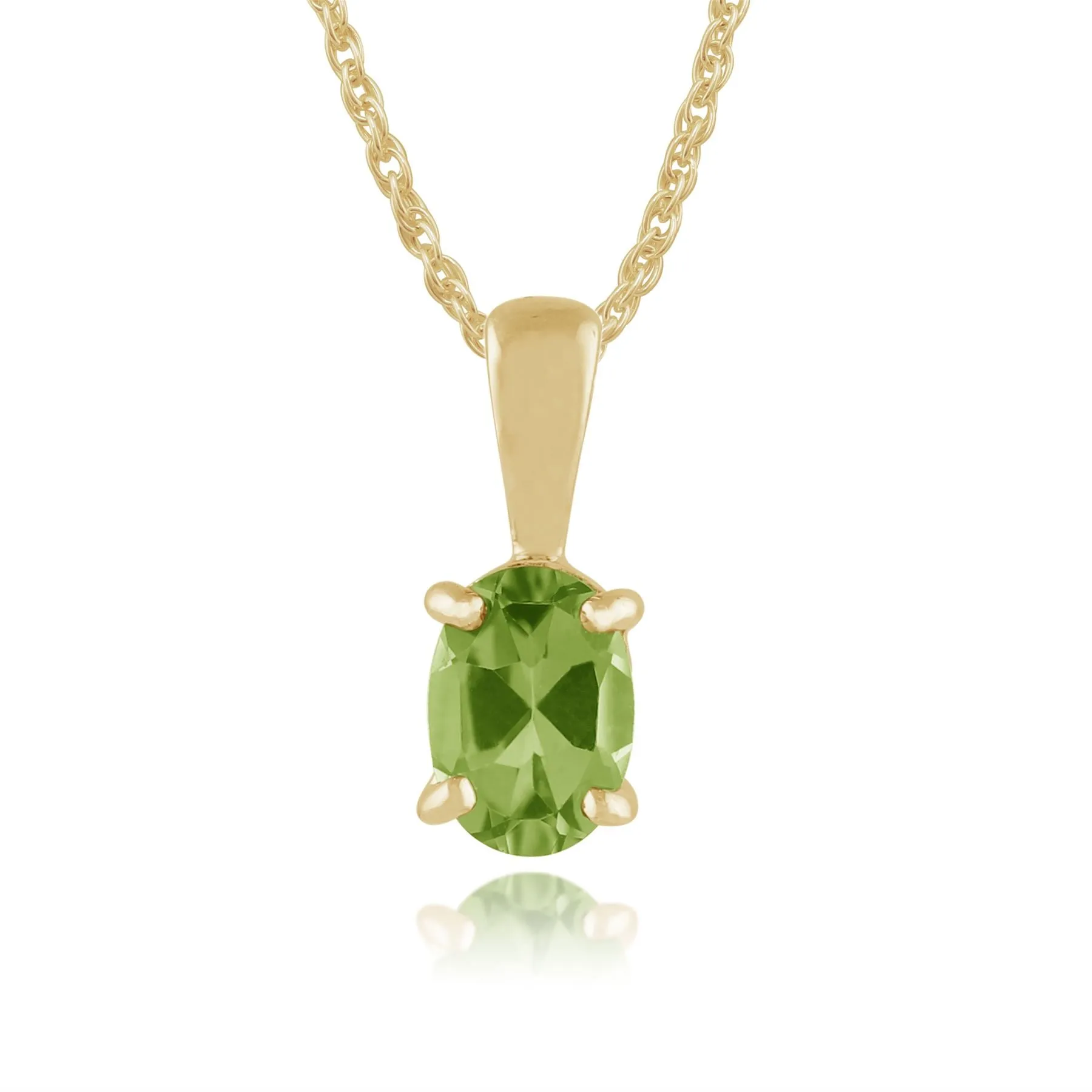Pendentif Classique Or Jaune 375 Péridot Oval
