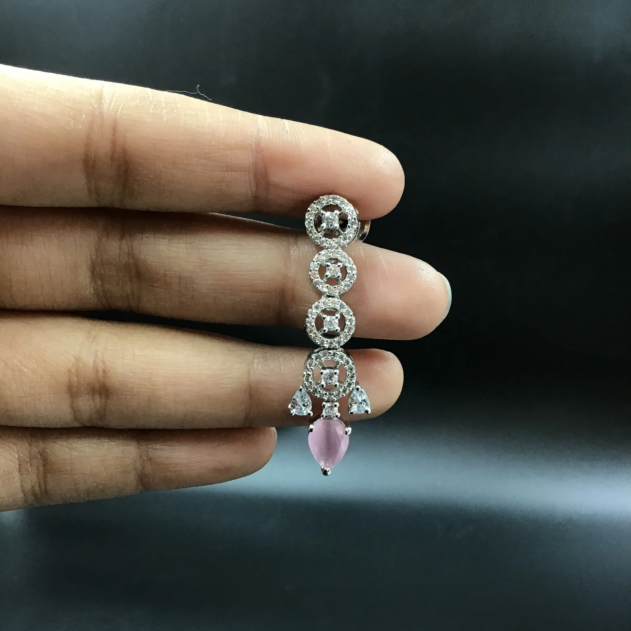 Round Neck Zircon/AD Necklace Set 5929-69