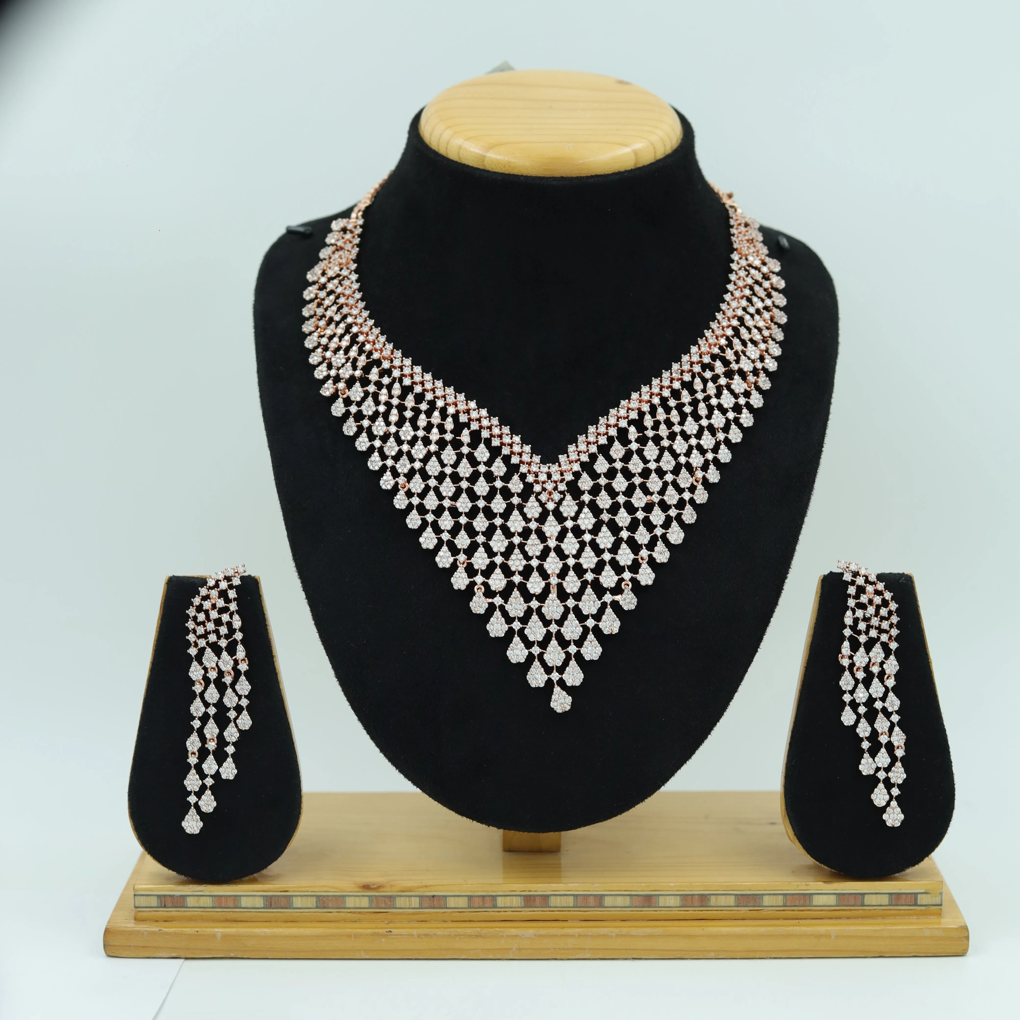 Round Neck Zircon/AD Necklace Set 7169-33