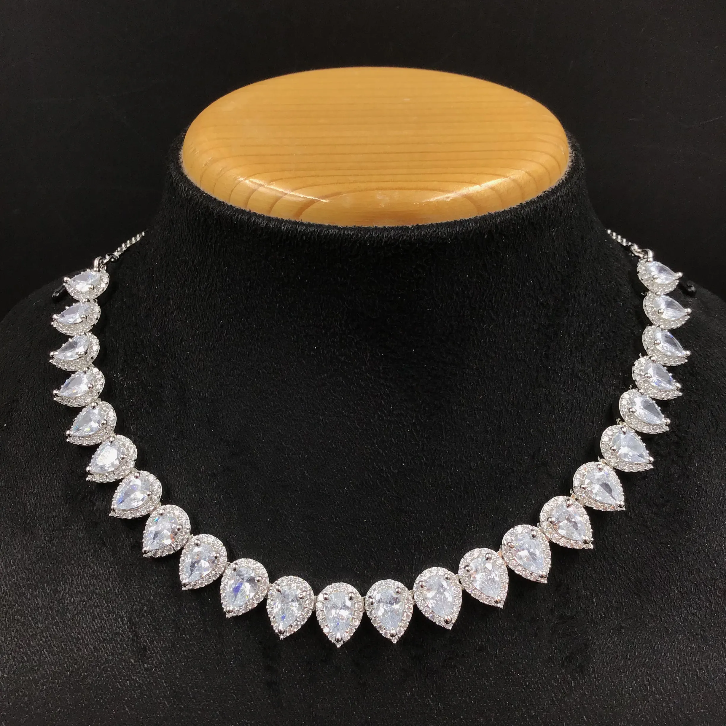 Round Neck Zircon/AD Necklace Set 7355-34