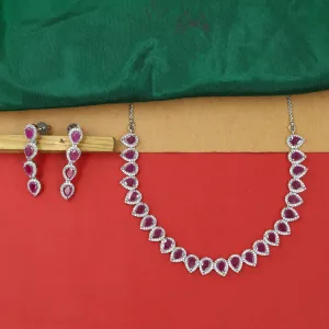 Round Neck Zircon/AD Necklace Set 7355-34
