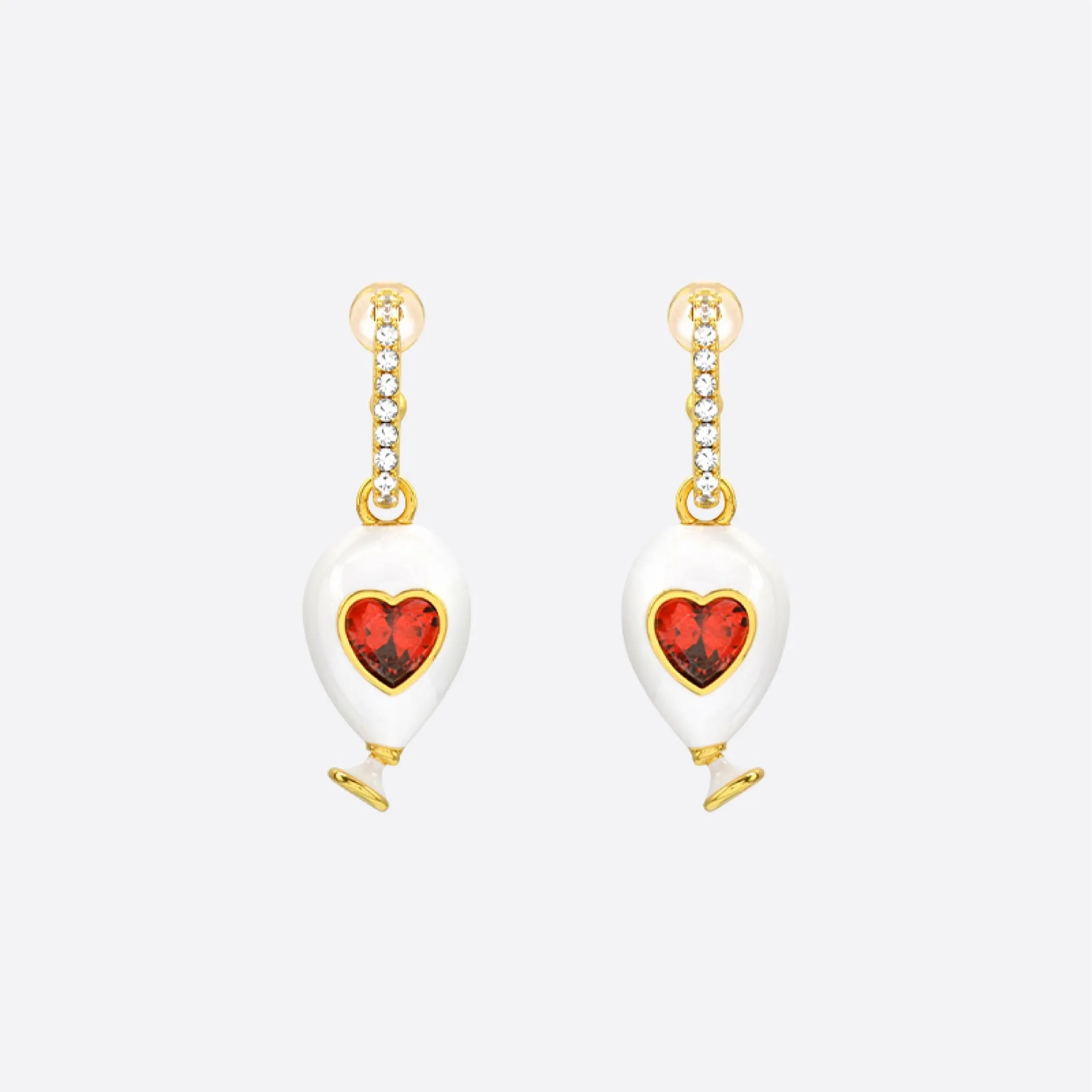 Sahi London Age of Innocence Red & White Dangle Earrings
