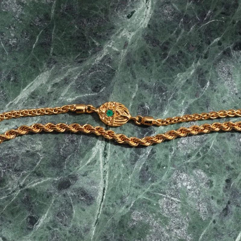 Scarab Bracelet, Green Onyx, Gold