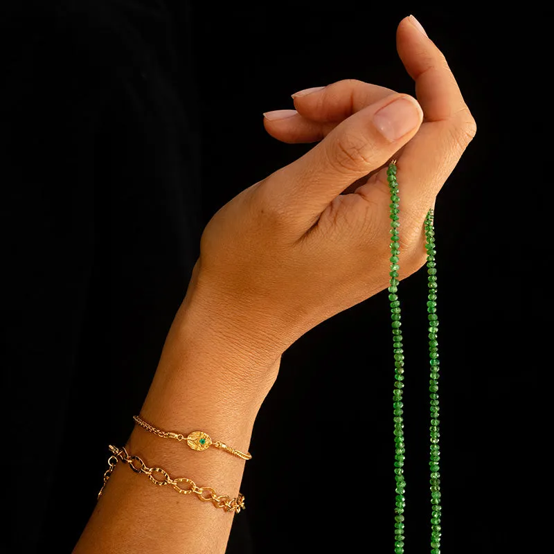 Scarab Bracelet, Green Onyx, Gold