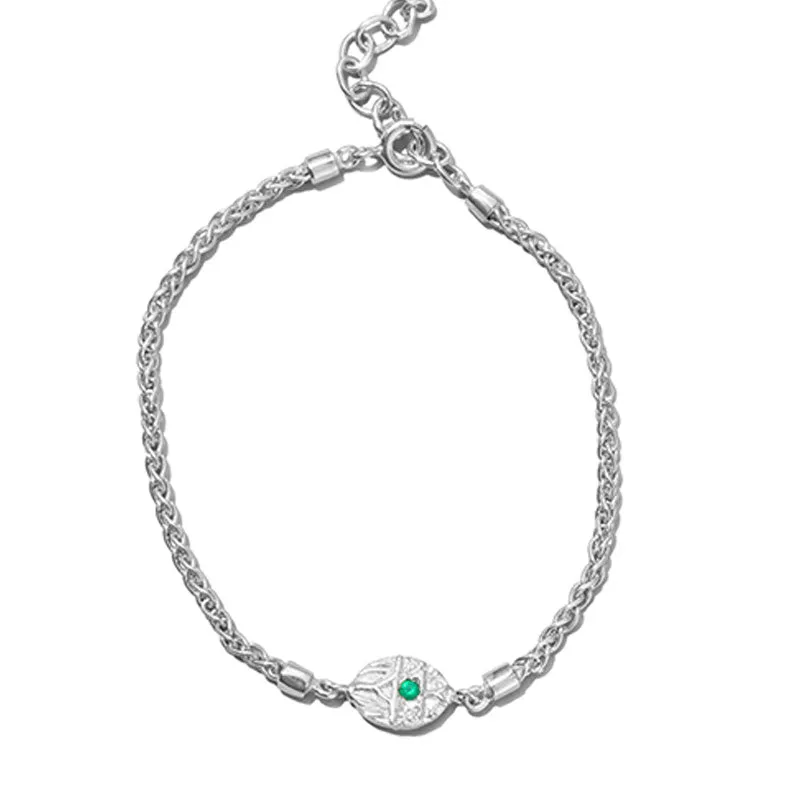 Scarab Bracelet, Green Onyx, Silver