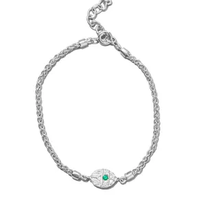 Scarab Bracelet, Green Onyx, Silver