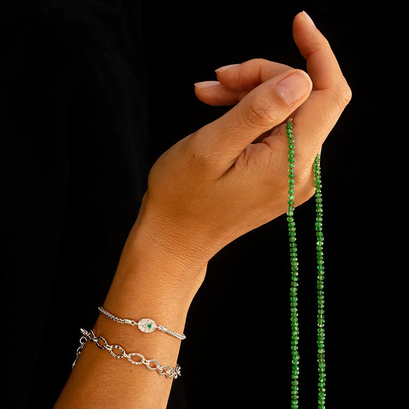 Scarab Bracelet, Green Onyx, Silver