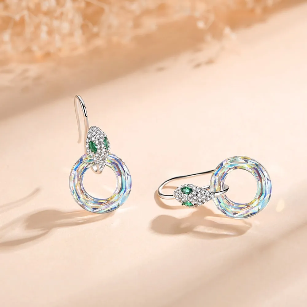 Snake & Crystal Earrings Women Jewelry