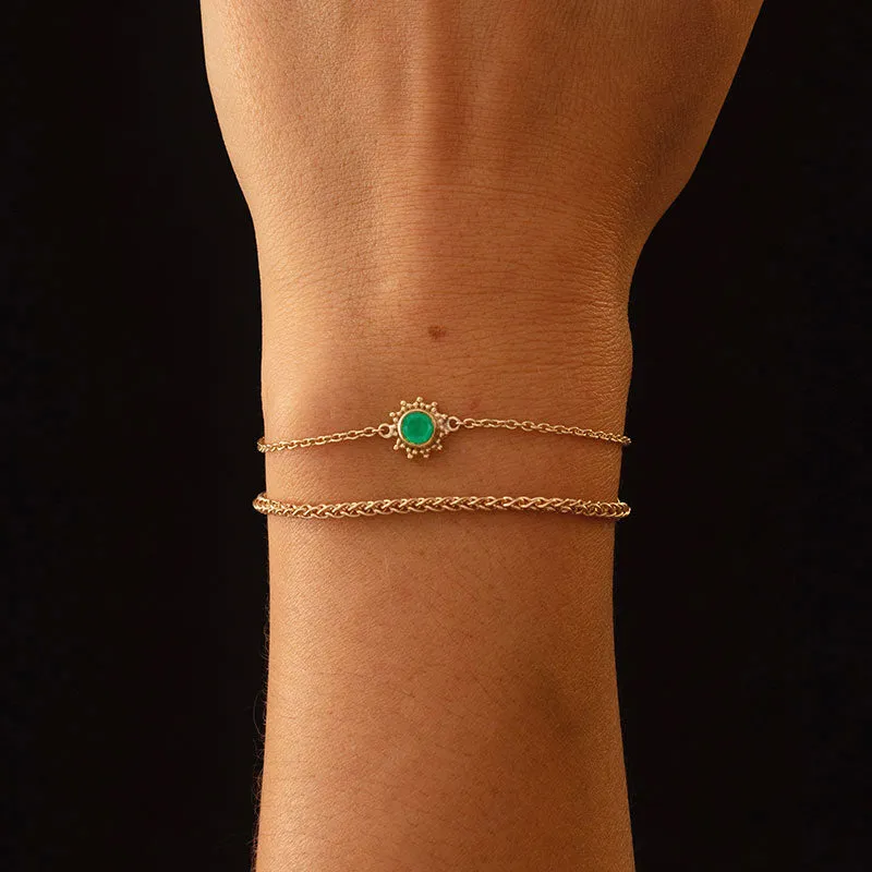 Soleil Bracelet, Green Onyx, Gold