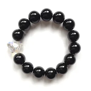 Swarovski Crystal Panther With Onyx Stretch Bracelet