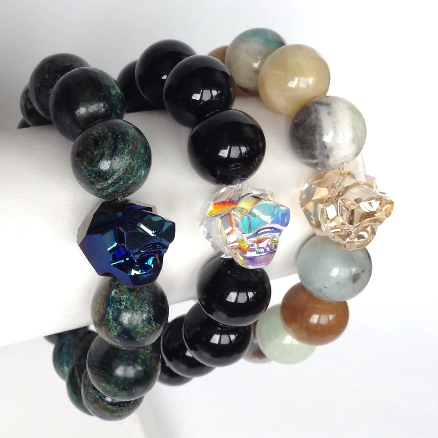 Swarovski Crystal Panther With Onyx Stretch Bracelet