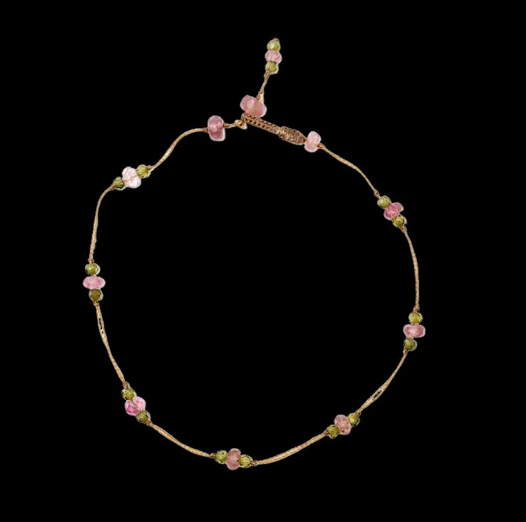 T. Bee Bracelet duo Pink tourmaline with green Peridot