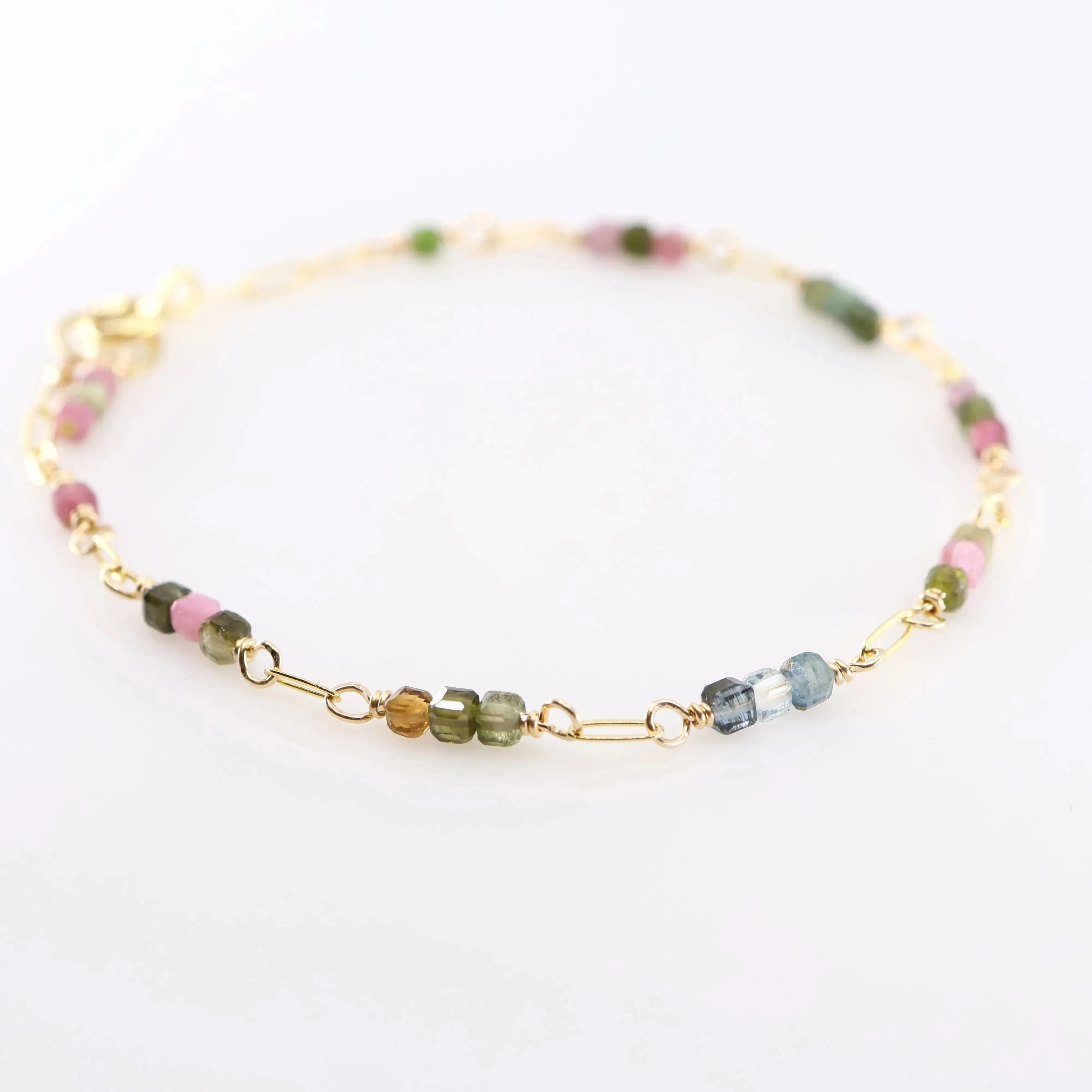 Tiny Gemstone Bracelet, Watermelon Tourmaline