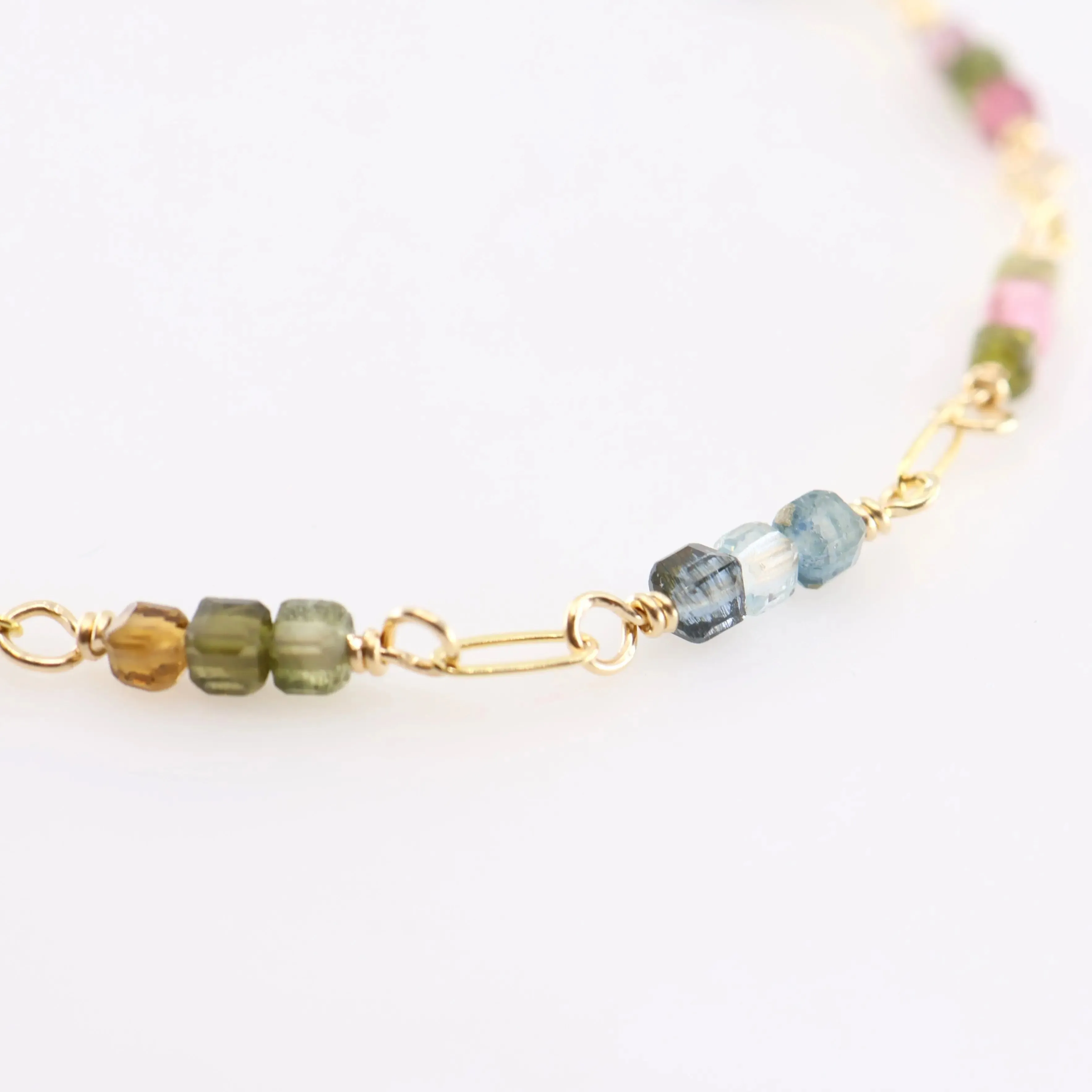 Tiny Gemstone Bracelet, Watermelon Tourmaline
