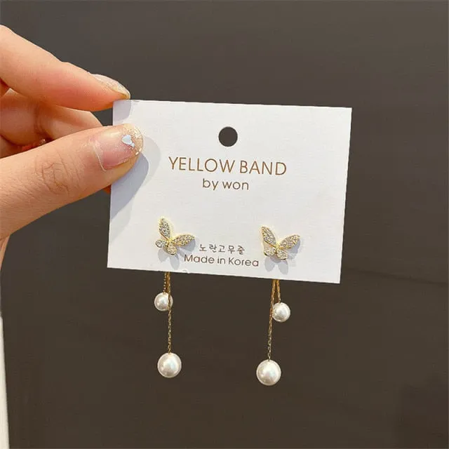 Trendy Round Simple Crystal Dangle Earrings For Women Fashion Sweet Water Drop Pendant Earring Girl Party Birthday Jewelry Gift