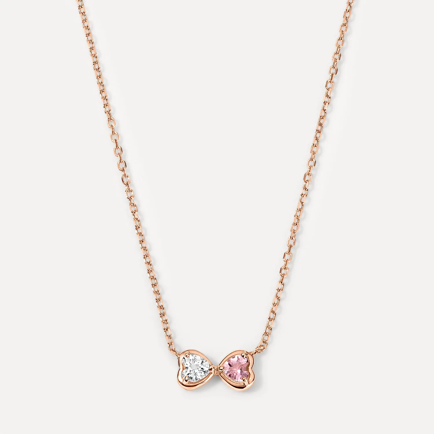 Two Birthstone Hearts Necklace