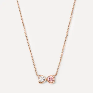 Two Birthstone Hearts Necklace