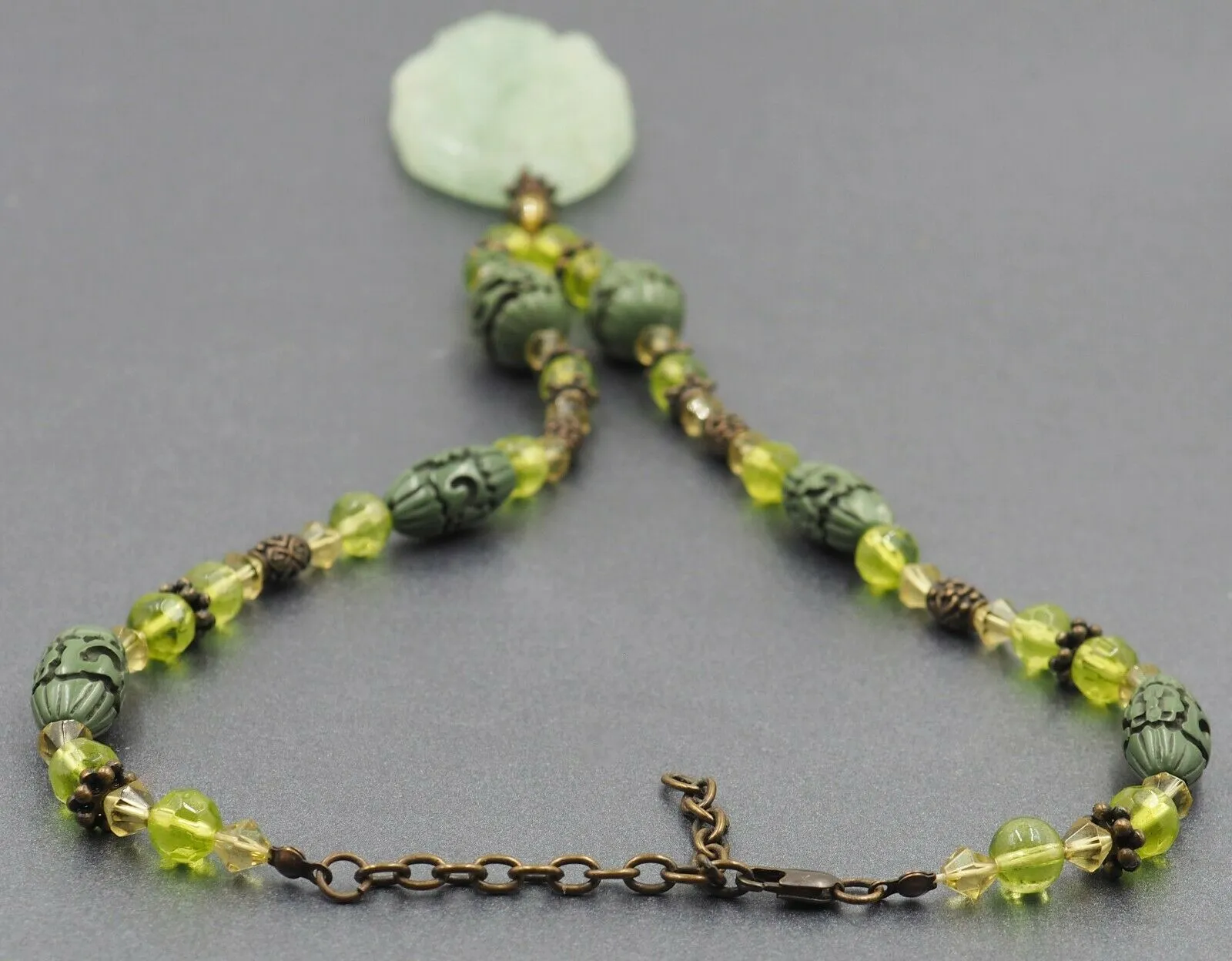 Vintage Aventurine Quartz, Glass & Plastic Necklace