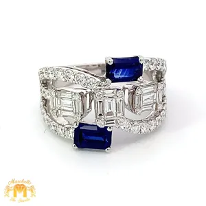 VVS/vs EF color high clarity diamonds set in a 18k White Gold Diamond Ring with Blue Sapphire Stone