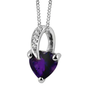 White Gold Diamond And Amethyst Pendant