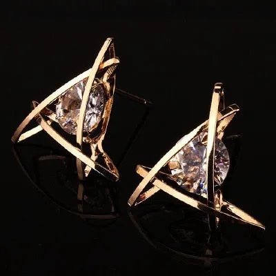 Women's Earrings 2019 Europe and The New Jewelry Geometric Hollow Square Triangle Zircon Earrings Fashion Banquet Jewelry