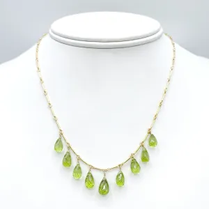 Yellow Gold Filled Peridot Drop Necklace